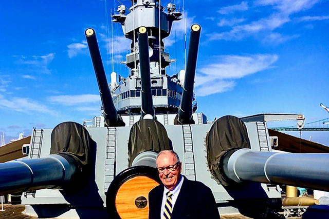 This image shows Paul Rinn ’68, who was the keynote speaker at the Freedom of the Seas Symposium in Los Angeles.