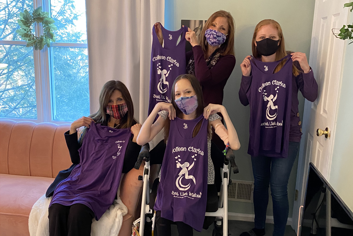 This is an image of left to right: (seated) Regina Weisheit, Allie Pasquale ’13; (standing) Mary Clarke, president of CCBL Wishes, Lauren Clarke ’13.