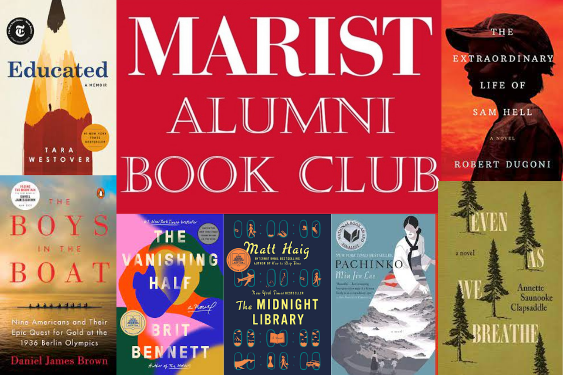 This is an image of covers of books read by participants in the Alumni Book Club