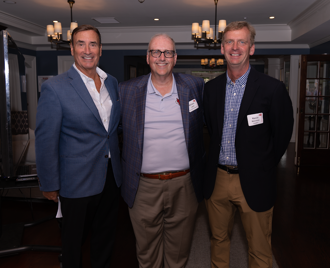 An image shows, left to right, Honoree Trustee Pat Lavelle, Marist Class of 1973 and parent of a Marist 2002 graduate, Dean of the School of Management Will Lamb, and President Kevin Weinman at the School of Management’s annual Advisory Board Golf Outing Sept. 12 at the Saint Andrew’s Golf Club in Hastings-on-Hudson, NY.