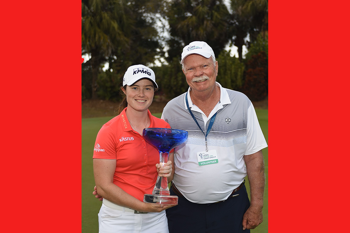 An image of Bill Rowley, Marist Class of ’69 (on right), when he volunteered at the LPGA Drive On Championship at Crown Colony Golf & Country Club in Fort Myers, FL, and got to meet the Championship winner, Leona Maguire (on left). Maguire was the first Irish winner in LPGA Tour history. Bill lives at Crown Colony.